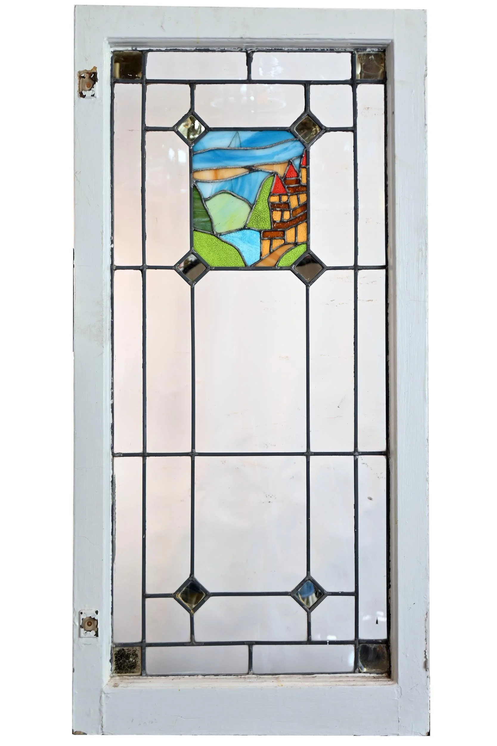 油彩『窓際』 arts & crafts style leaded glass windows with stained glass